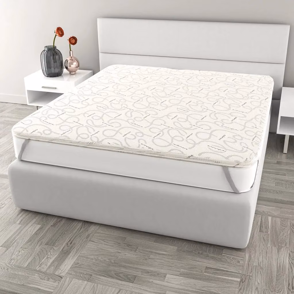 Topper Memory Matrimoniale Giordanoshop in Poliestere e Cashmere Bianco L/P: 160 x 190 cm – 2