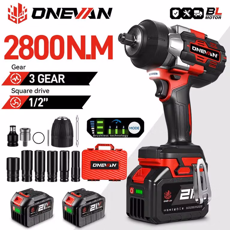 Chiave a percussione elettrica - Coppia: 2800 Nm - Potenza: 2800 W - Attacco: 1/2 pollice