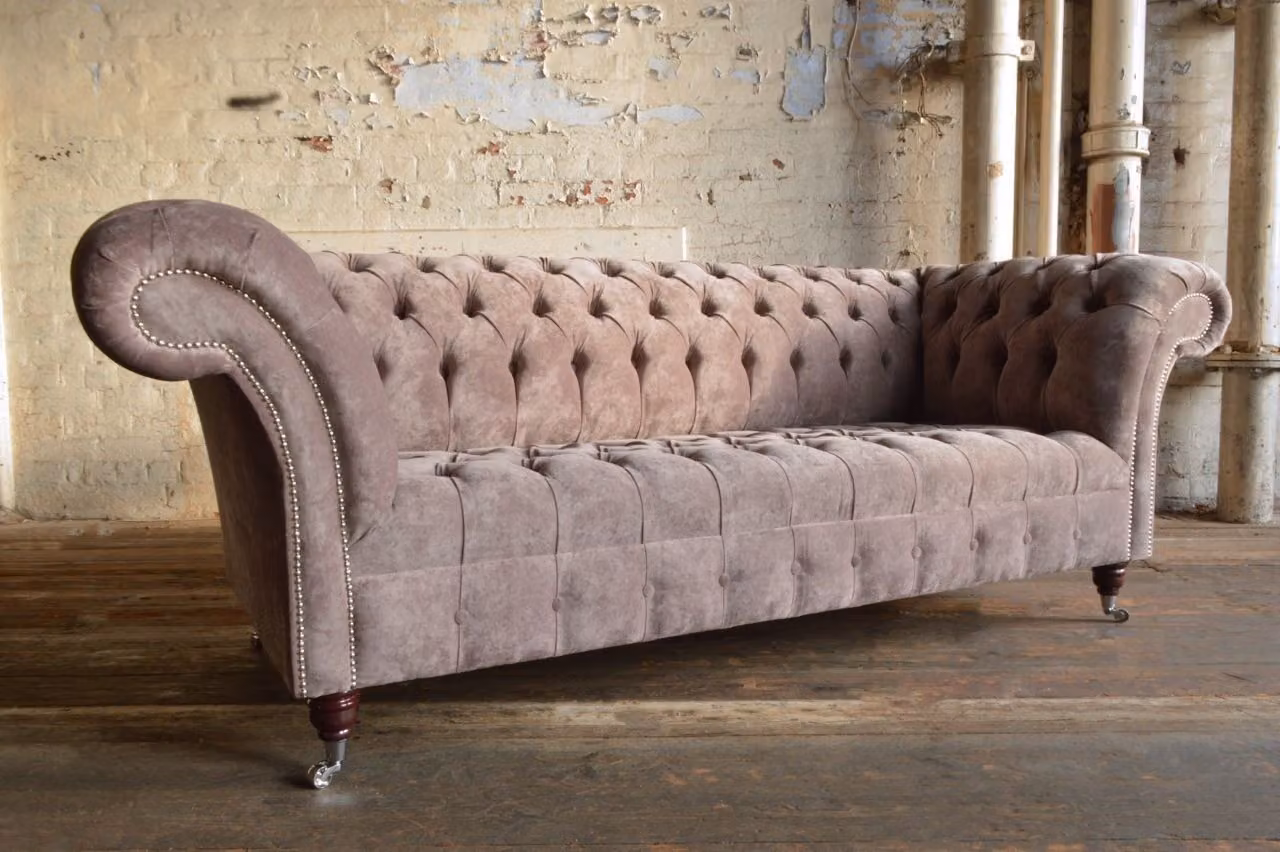 Chesterfield Design Luxus Polster Sofa Couch Sitz Garnitur Leder #144