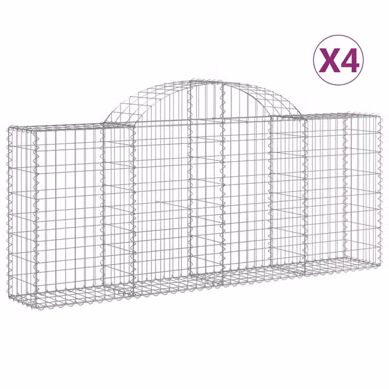 Cesti Gabbioni ad Arco 4 pz 200x30x80/100 cm Ferro Zincato