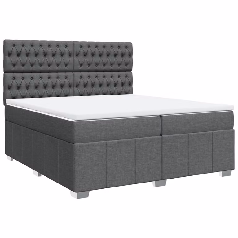 Giroletto a Molle con Materasso Grigio Scuro 200x200 cm Tessuto
