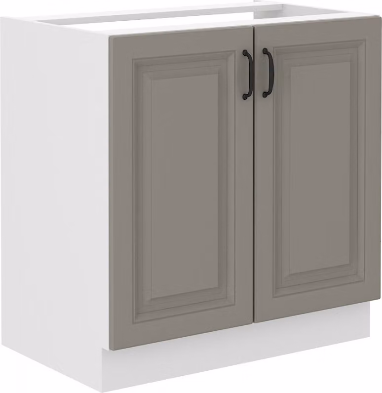 Armadietto per lavello SOPHIA - larghezza 80 cm, grigio chiaro / bianco