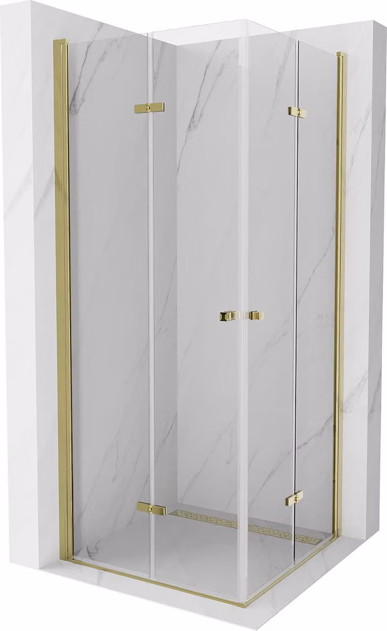 Mexen Lima Duo cabina doccia pieghevole 90 x 90 cm, trasparente, oro - 856-090-090-50-00-02