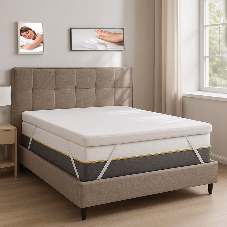 Materasso topper in memory foam, 5,5 cm di spessore, 160x190 cm, 7 zone, rigidità media
