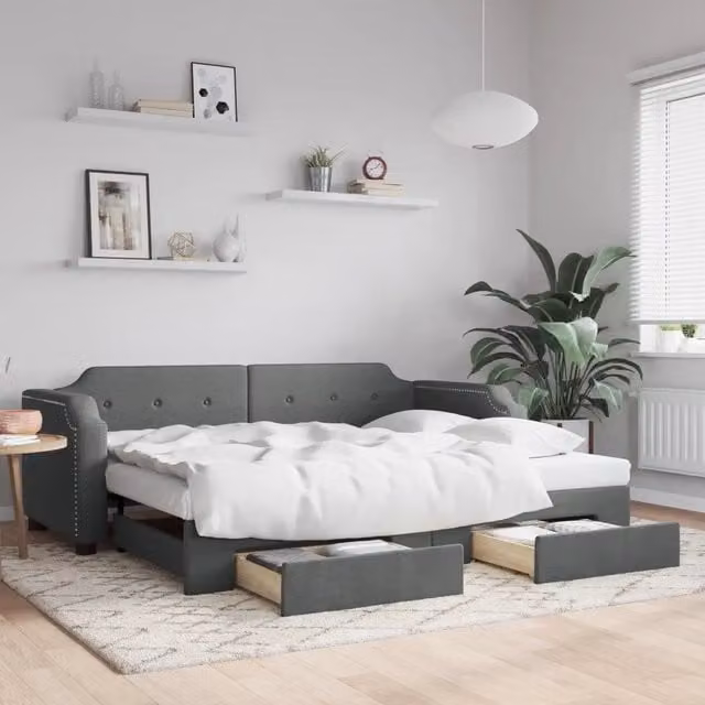 Divano Letto Estraibile con Cassetti vidaXL Grigio Moderno L/P/H: 223 x 110 x 66,5 cm