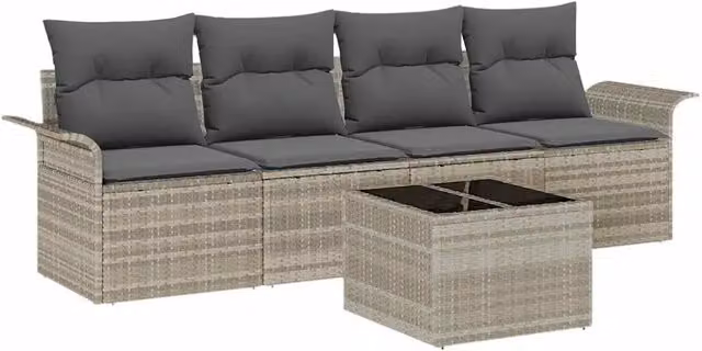 Set Divano da Giardino 5 pz | Set Salotto da Giardino Grigio chiaro e grigio scuro