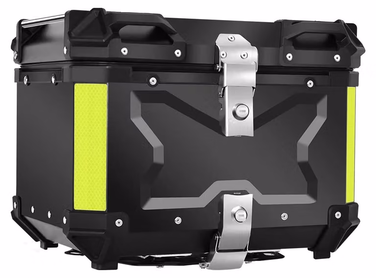 Cassetta posteriore per moto, chiudibile a chiave, design impermeabile, capacità 45 litri, colore nero, realizzata in alluminio