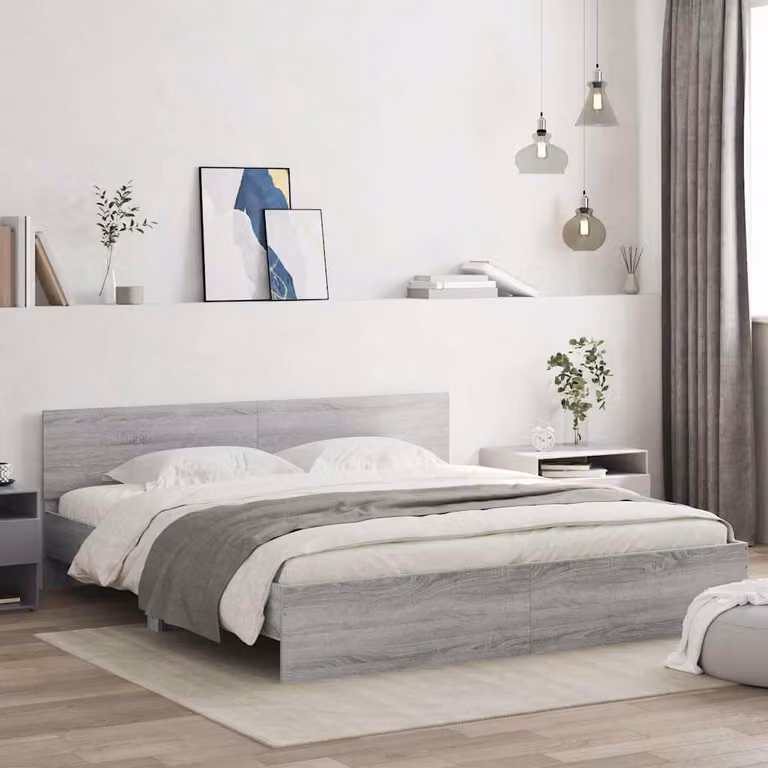 vidaXL Giroletto con Testiera in Legno Grigio Sonoma L/P/H: 203 x 185 x 180 cm