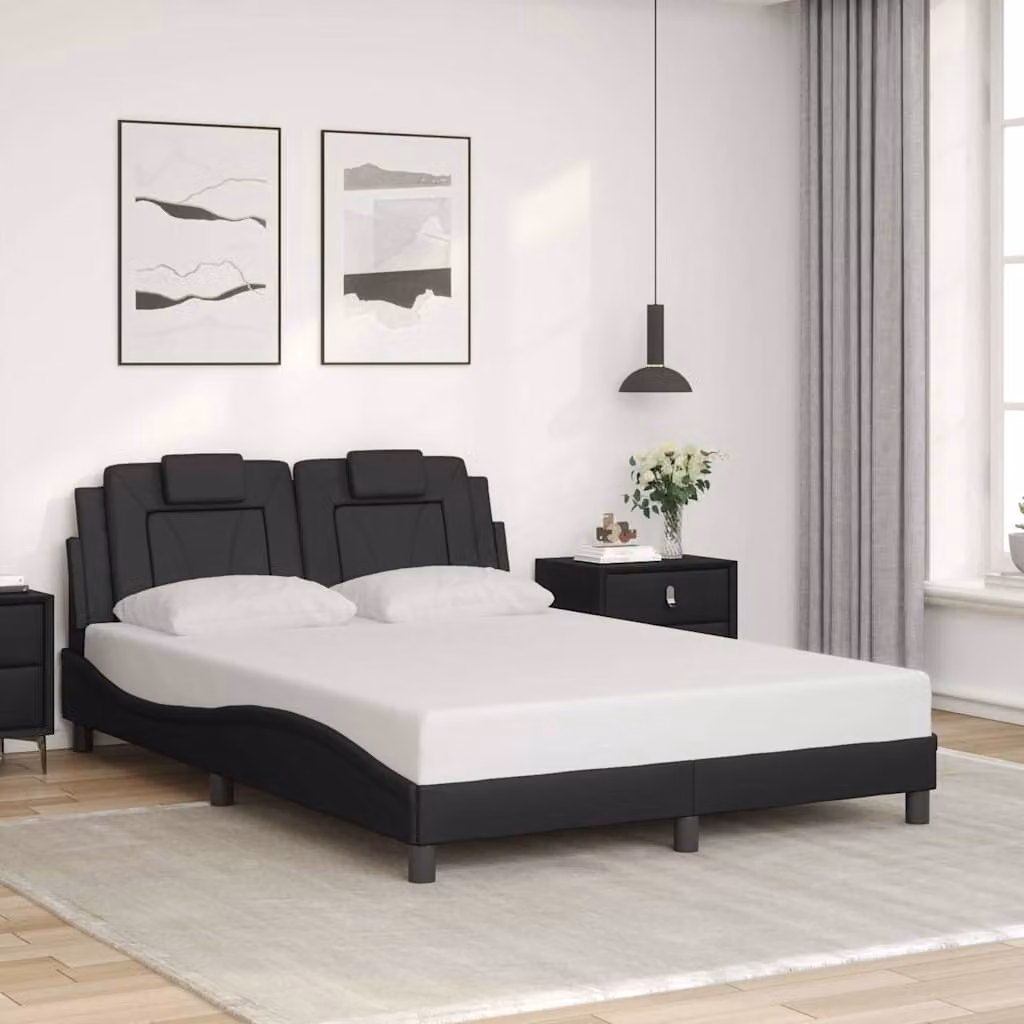 Giroletto Viana vidaXL in similpelle nero L 120 cm x P 200 cm senza materasso – 1