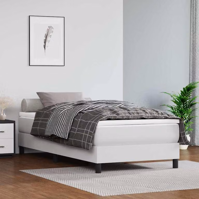 Struttura Letto a Rete a Molle vidaXL in Similpelle Bianco, L 90 x P 200 cm