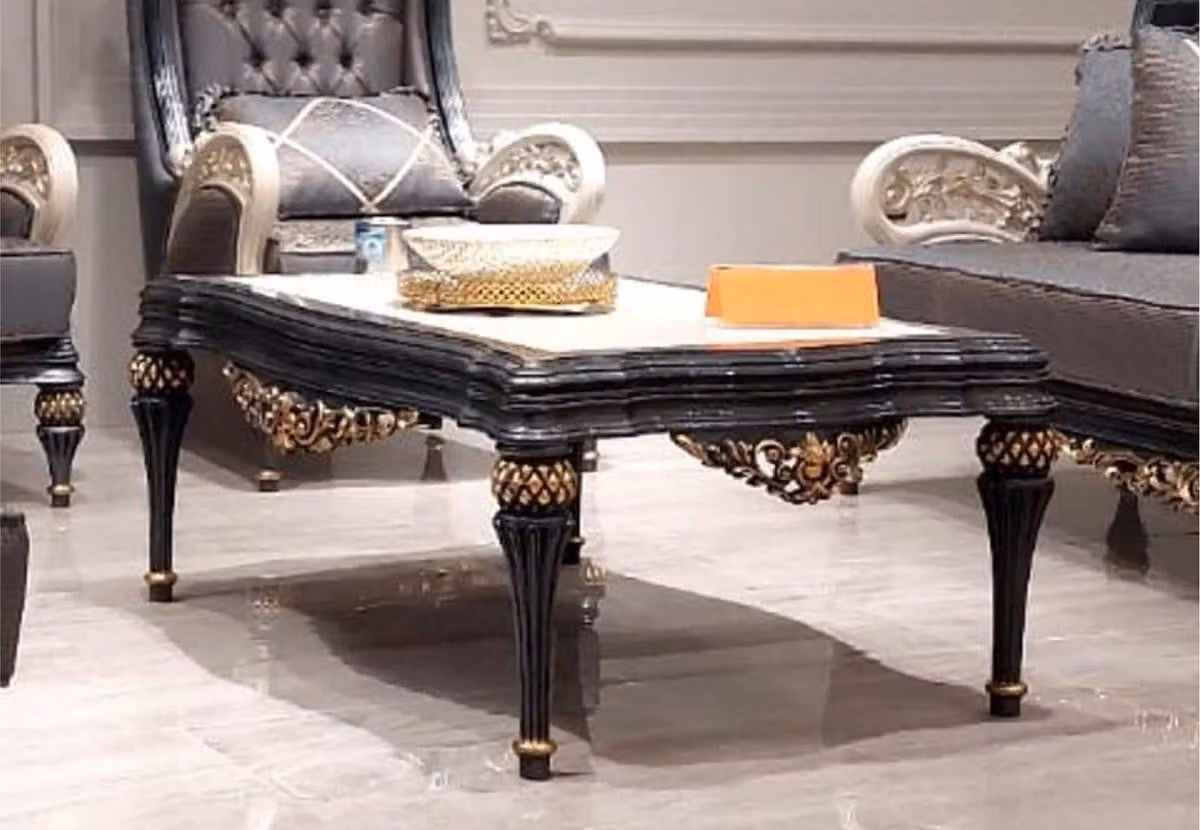 Casa Padrino tavolino barocco bianco/grigio/oro 117 cm - Mobili da salotto in stile barocco