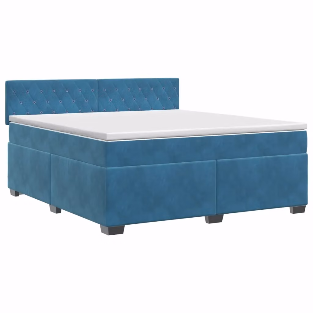 Letto box spring con materasso ibrido vidaXL in velluto blu e bianco L/P: 140 x 200 cm – 2