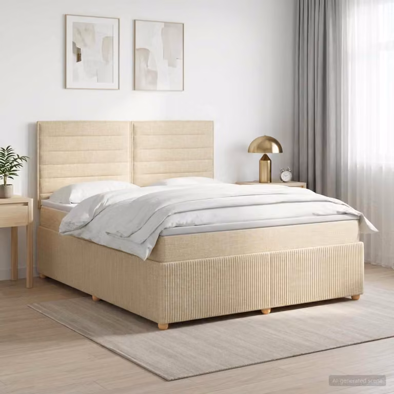 Maison Exclusive - Letto boxspring con materasso Crema 140 x 200 cm Tessuto