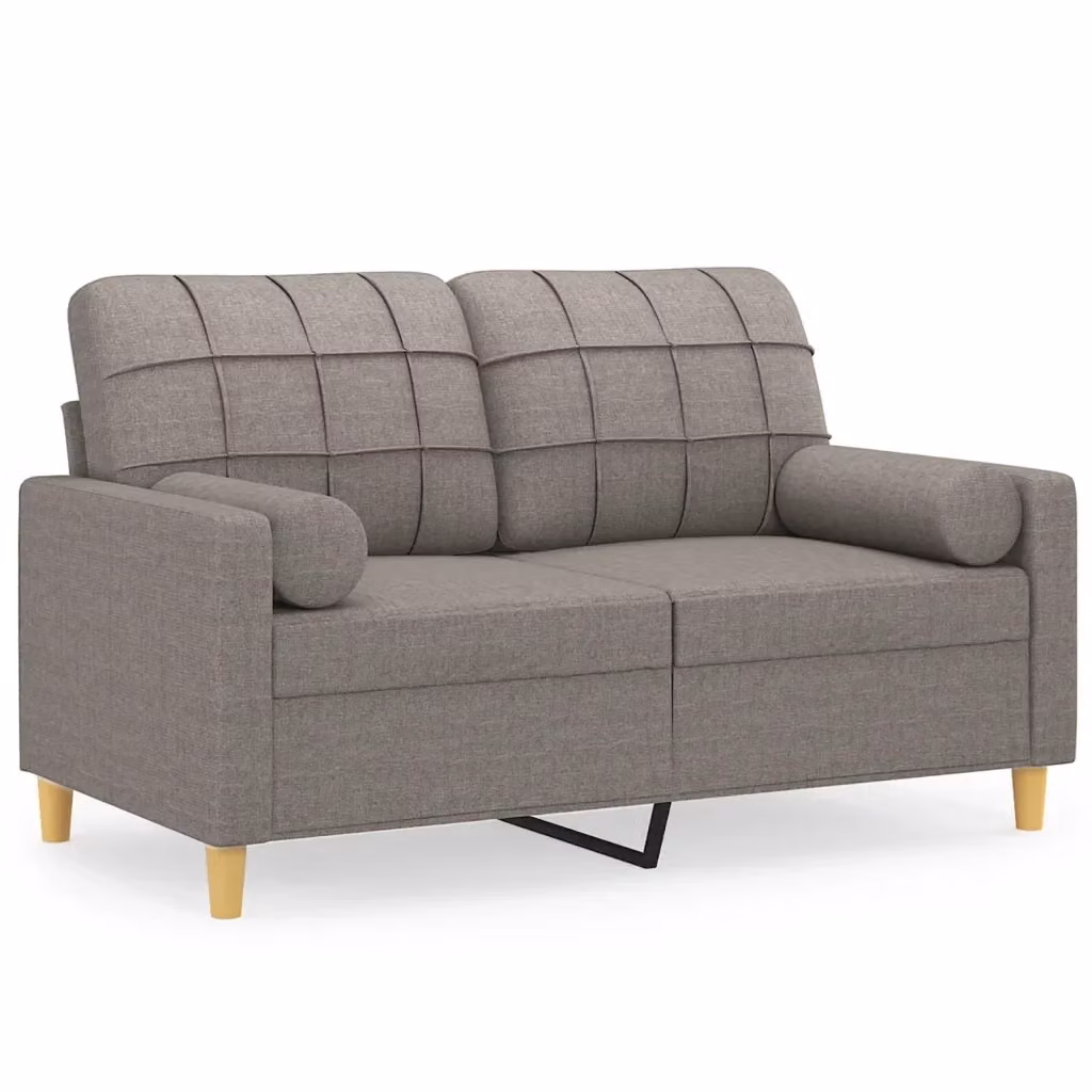 Divano a 2 posti moderno vidaXL in tessuto beige o grigio con cuscini e coperture rimovibili L: 138 cm, P: 80 cm, H: 77 cm – 2