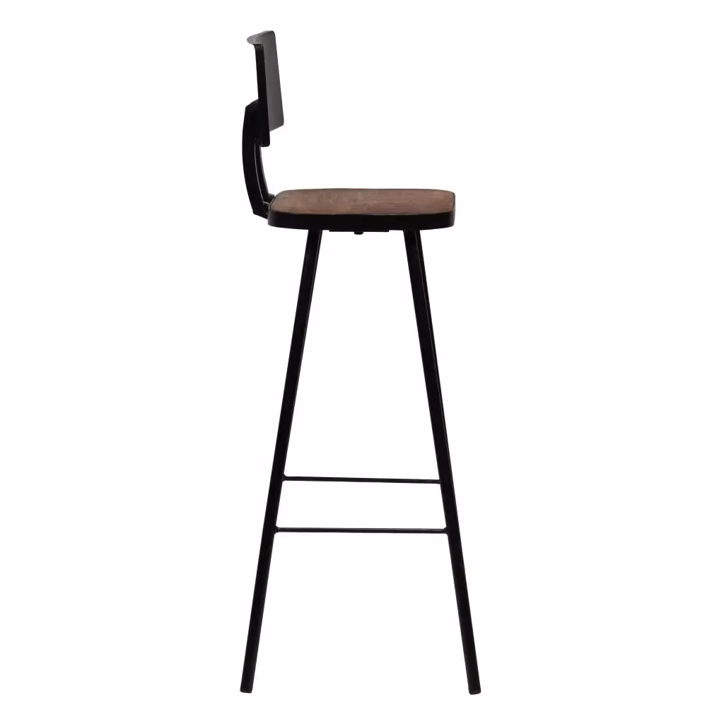 Set di 4 sedie da bar in stile industriale vidaXL con struttura in metallo nero e seduta in legno – 2