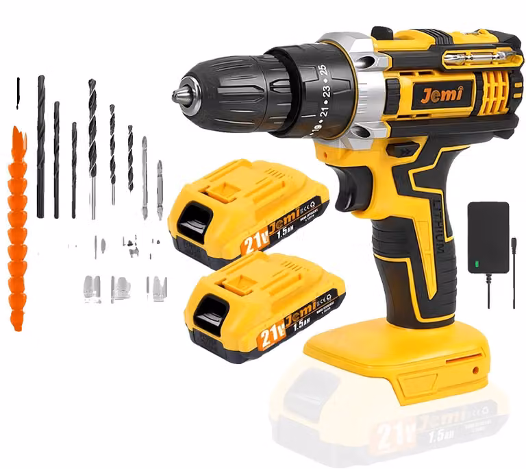 Trapano avvitatore a batteria, 3 modalità, 2 velocità, 21V, 2 batterie, omologato CE