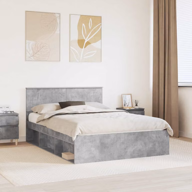 Struttura del letto con testiera vidaXL in stile moderno, colore grigio, L 140 x P 200 cm