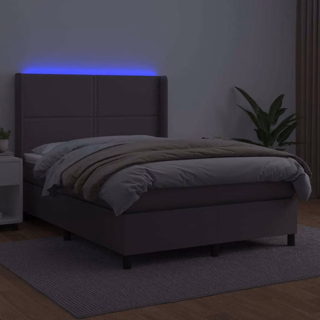 Maison Exclusive - Giroletto Molle con Materasso e LED Grigio 140x190cm Pelle finta