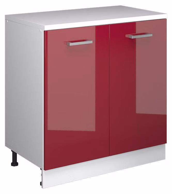 Mobile cucina sottotetto Vicco R-Line Rosso lucido 80 cm senza inclinazione con 2 ante, Model 61821