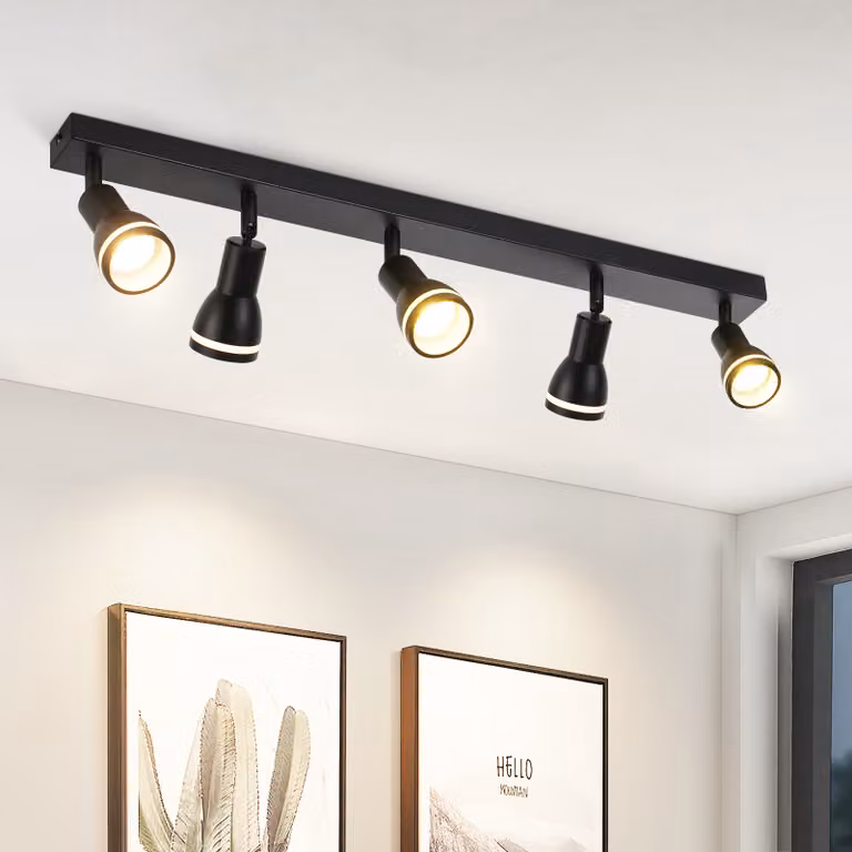 ZMH plafoniera LED 5 fiamme nere plafoniera spot GU10 lampada da parete orientabile in metallo per corridoio soggiorno cucina piazza senza lampadine