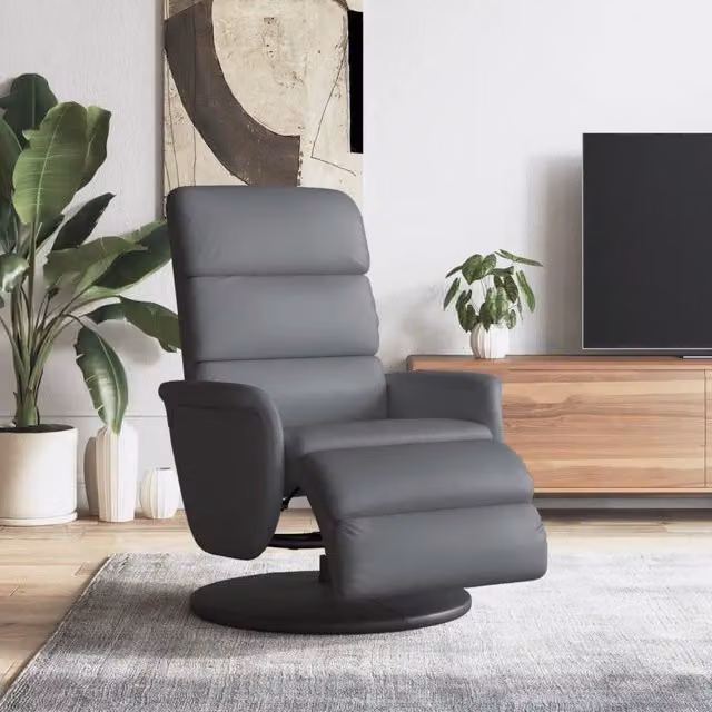 Poltrona Reclinabile Relax vidaXL in Similpelle Grigia con Poggiapiedi e Rotazione 360 Gradi
