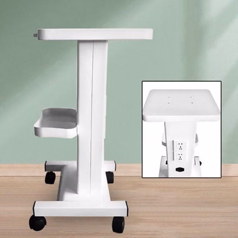 Carrello per estetista - Con presa di corrente - In metallo e ABS - Bianco - Adatto per saloni e studi