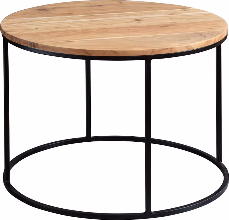 Tavolino 60x43x60 cm Tavolino in legno massiccio di acacia / metallo | Wohnling