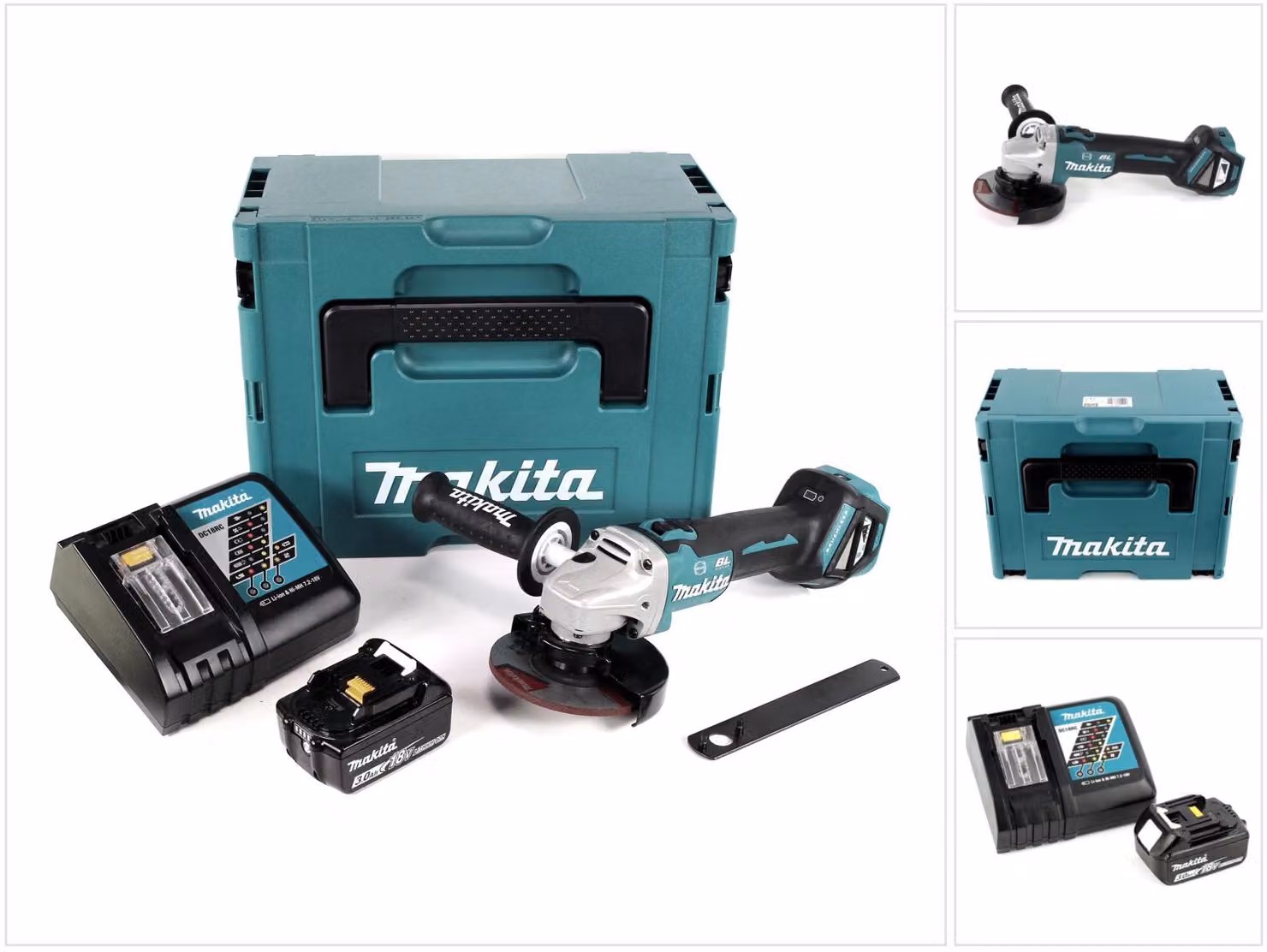 Smerigliatrice angolare a batteria Makita DGA 513 RF1J 18V 125mm brushless + 1x batteria ricaricabile 3.0Ah + caricabatterie + Makpac