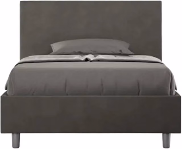 Letto una piazza e mezza con rete imbottito 120x200 microfibra grigio Adele