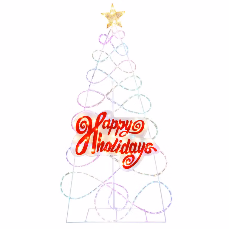 COSTWAY Albero di Natale a LED 170 cm, decorazione natalizia illuminata con 216 LED, 6 modalità di luce, lettere e stelle Albero di Natale luminoso