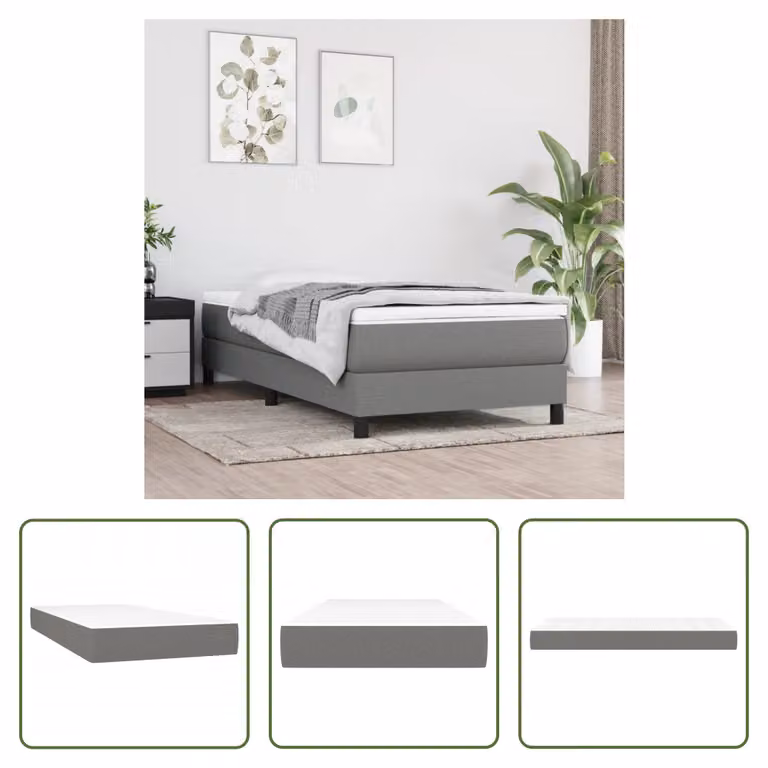The Living Store Materasso a molle insacchettate grigio scuro 120x190x20 cm tessuto