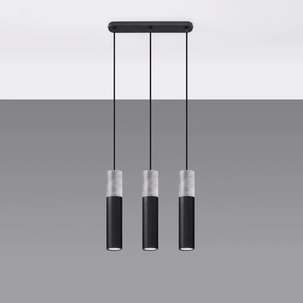 Lampadario a soffitto VALERO Pure Lume in cemento e metallo nero con 3 luci GU10 dimmabili – 2