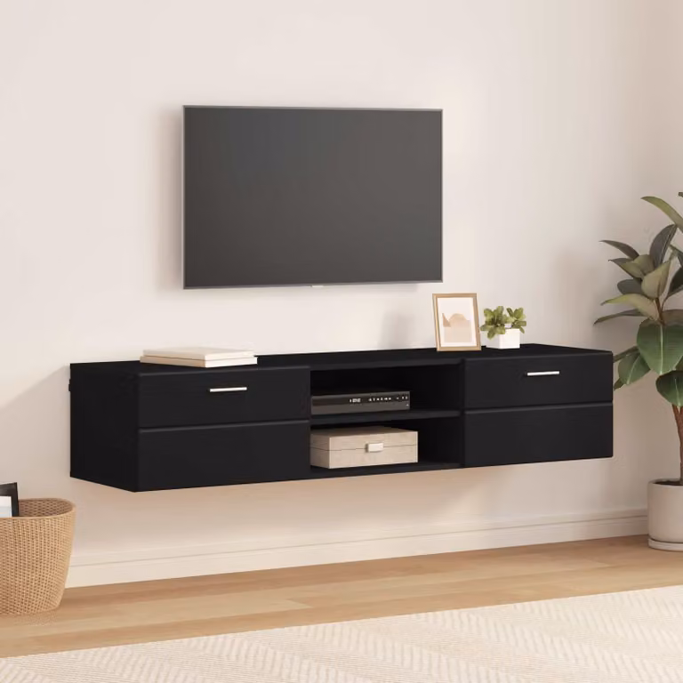 Armadio moderno a parete vidaXL in legno nero opaco L: 150 cm, P: 39 cm, H: 30 cm