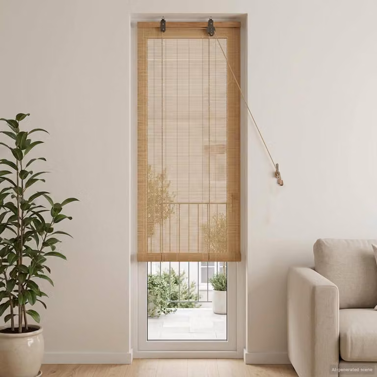 Tenda a rullo in bambù vidaXL Marrone, semi-trasparente e resistente ai raggi UV, L: 40 cm x H: 220 cm