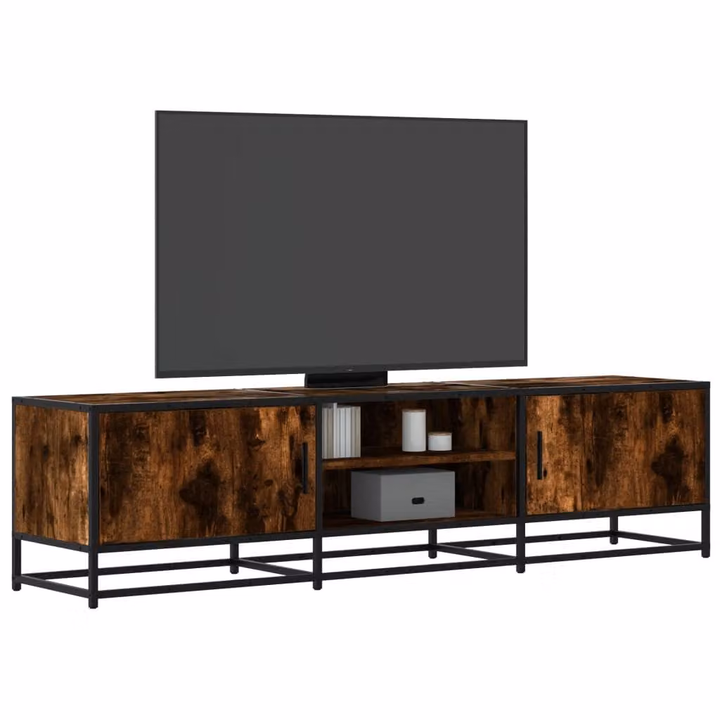 Mobile TV vidaXL in stile industrial in legno e metallo, colore rovere fumo, L: 160 cm, P: 35 cm, H: 41 cm
