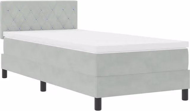 Letto singolo | Letto per adulti | Letto a Sorgente LED con led Grigio chiaro 90 x 200 cm Velluto