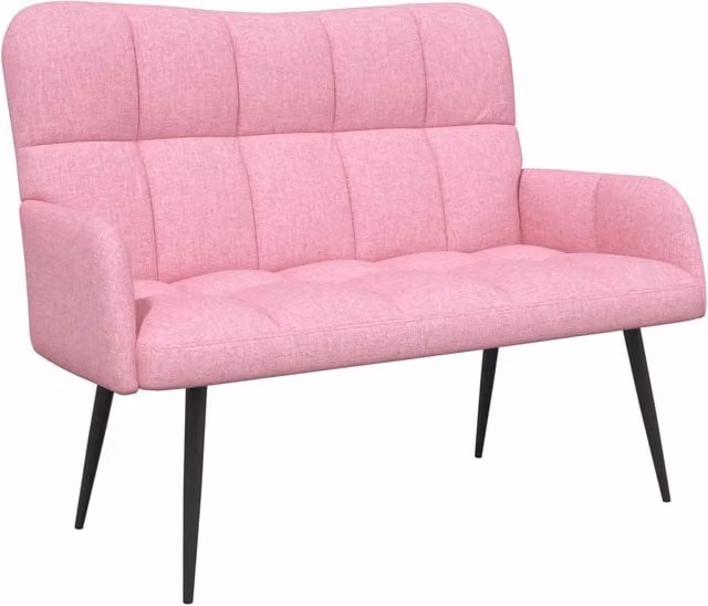 Divano a due posti moderno DESIGN IN per soggiorno o camera da letto, rivestito in tessuto rosa e grigio con struttura in metallo, L: 115 cm, P: 61 cm, H: 87 cm