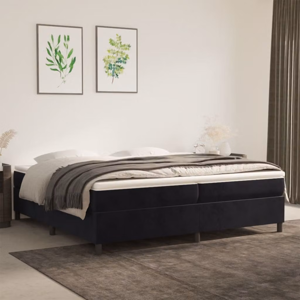 The Living Store Letto a molle insacchettate Nero 200x200 cm Velluto