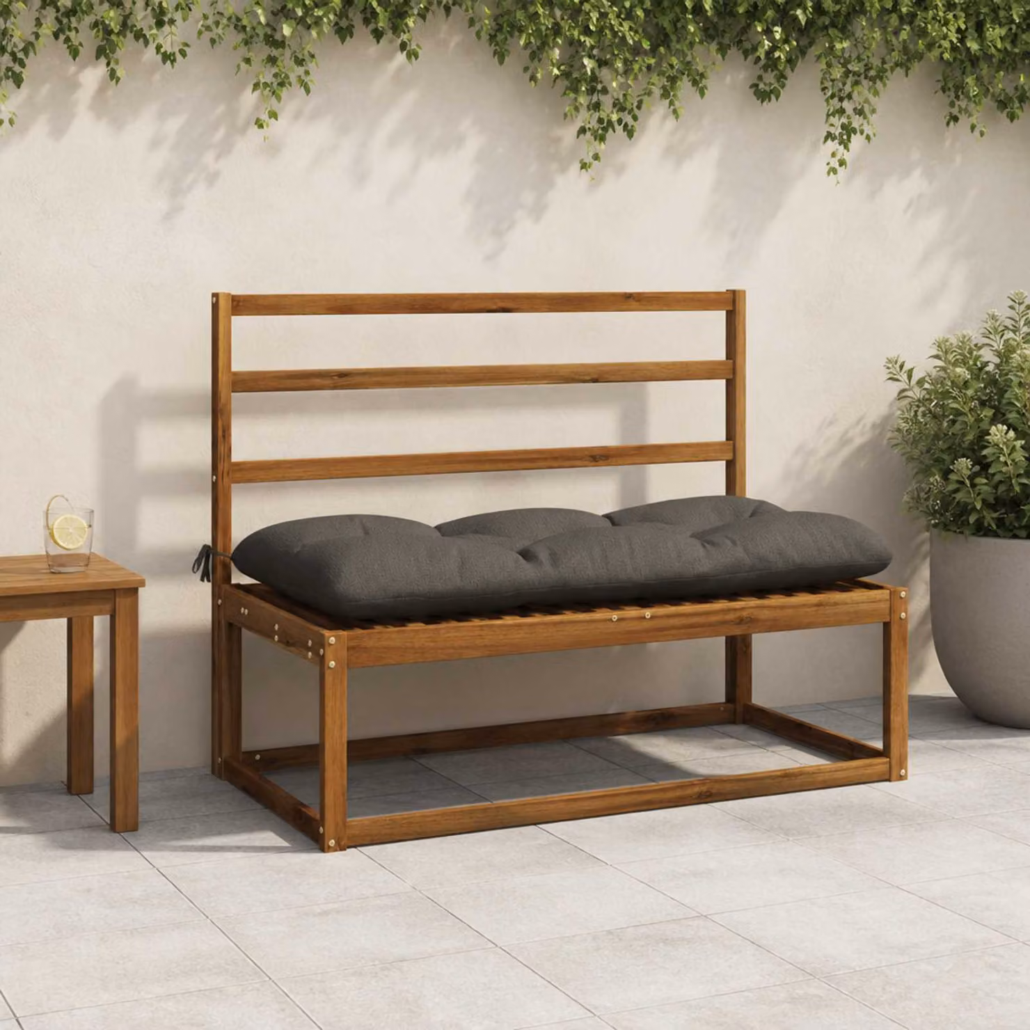 Set di 2 cuscini per panchina vidaXL VIANEN in poliestere antracite con imbottitura in schiuma e coperture lavabili