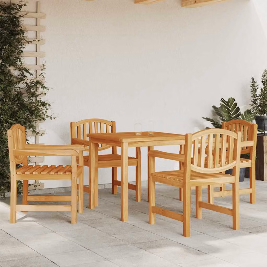 Set di 4 sedie da giardino vidaXL in legno massello di teak marrone con braccioli, L/P/H: 58 x 59 x 88 cm