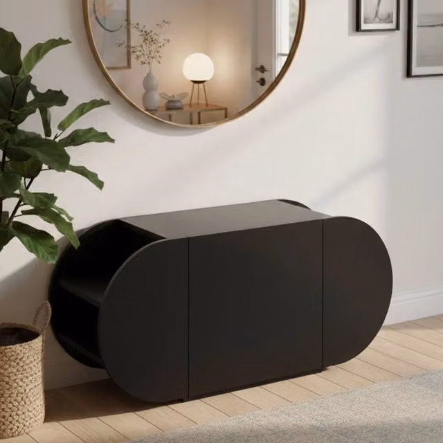 Scarpiera Moderna DMORA con Ante Basculanti, Capacità 10 Paia, Colore Nero, L/P/H: 110 x 41 x 50 cm – 1
