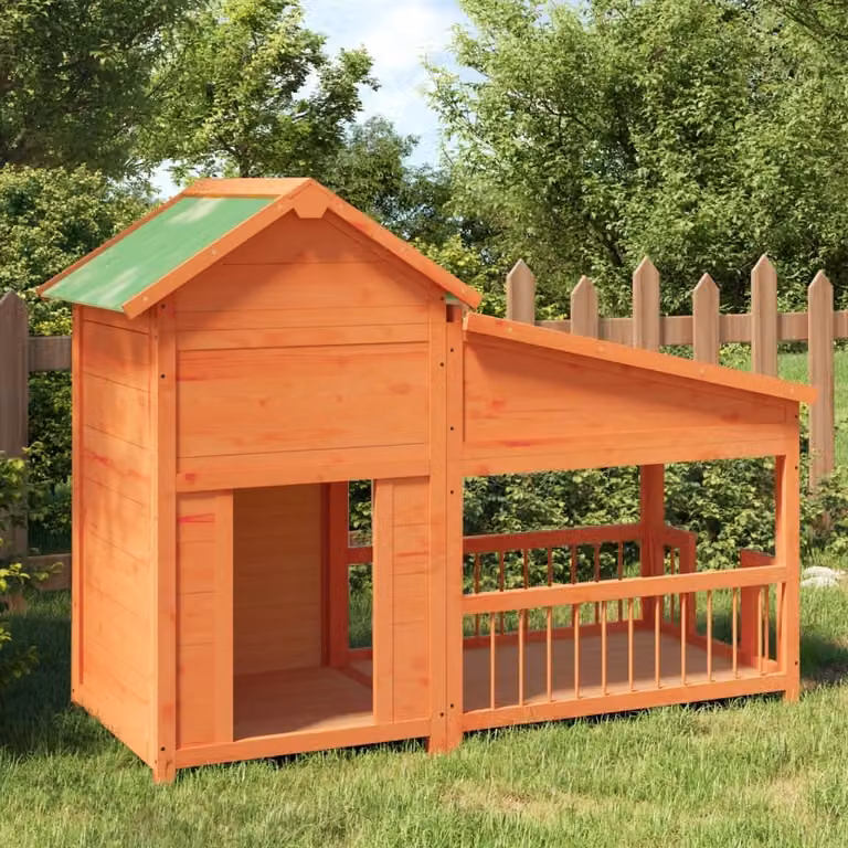 The Living Store Cuccia per cani marrone 143x60,5x109 cm in legno di pino massiccio