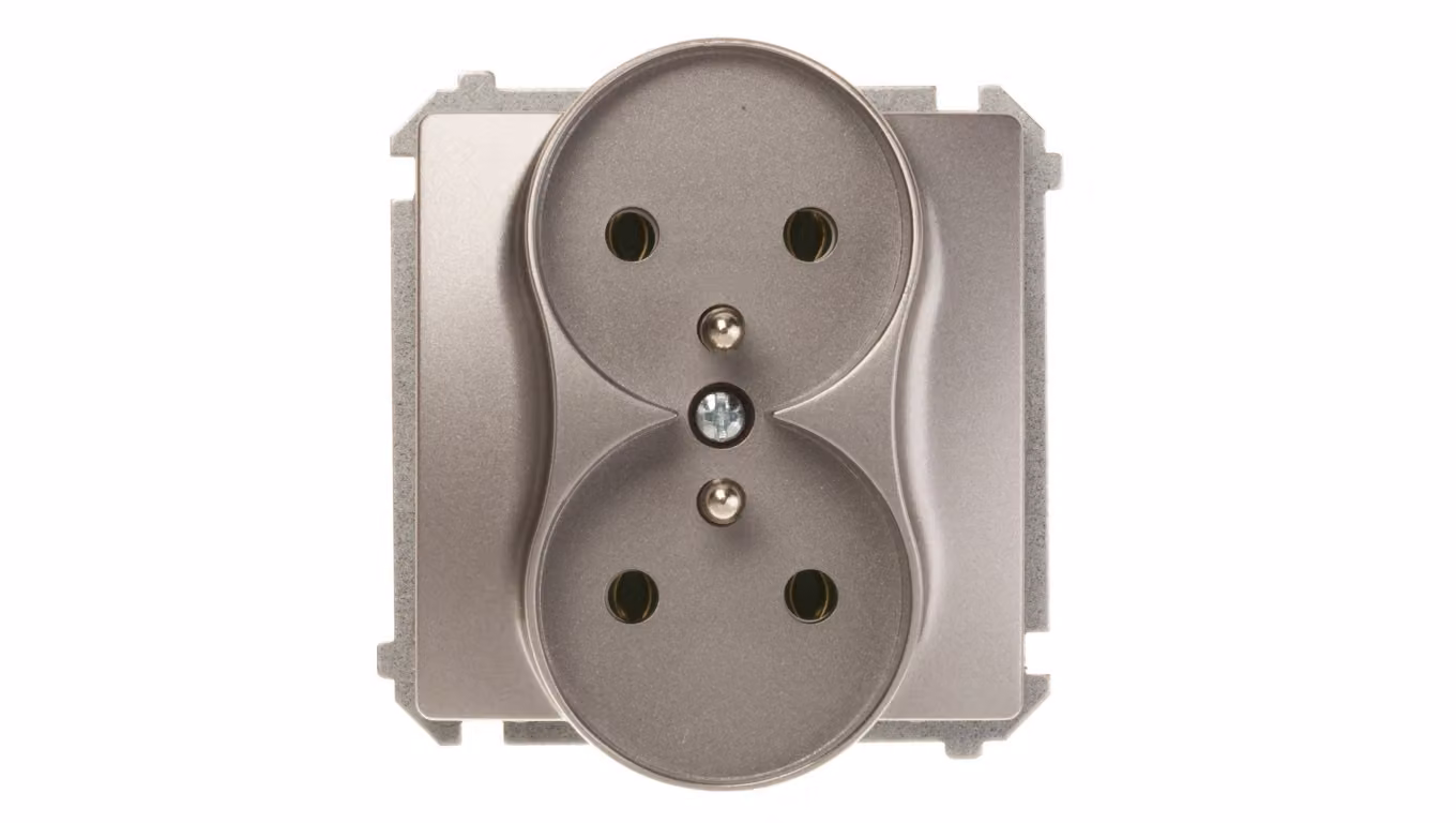 Simon Basic Presa doppia c/u 16A IP20 acciaio inox BMGZ2M.01/21