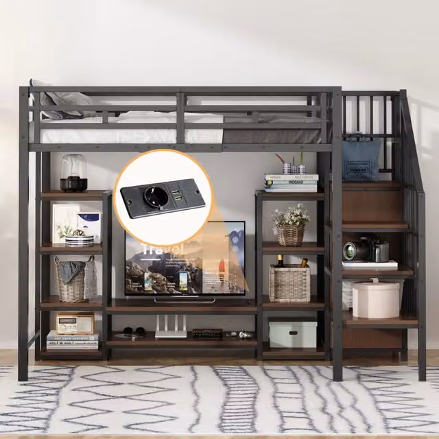 letto a castello metallo nero 90 x 200 cm