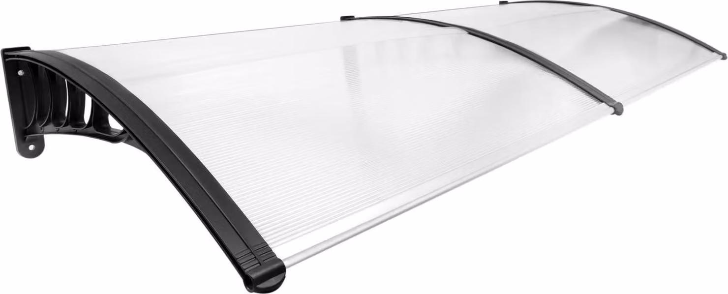 Tettuccio per porta d'ingresso e terrazza, 200×150 cm, chiaro/trasparente, protezione dalla pioggia per l'esterno