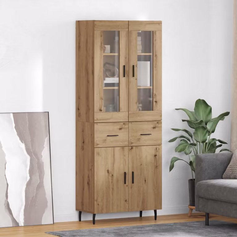 Set di 2 credenze moderne vidaXL in rovere marrone, L/P/H: 69,5 x 34 x 180 cm