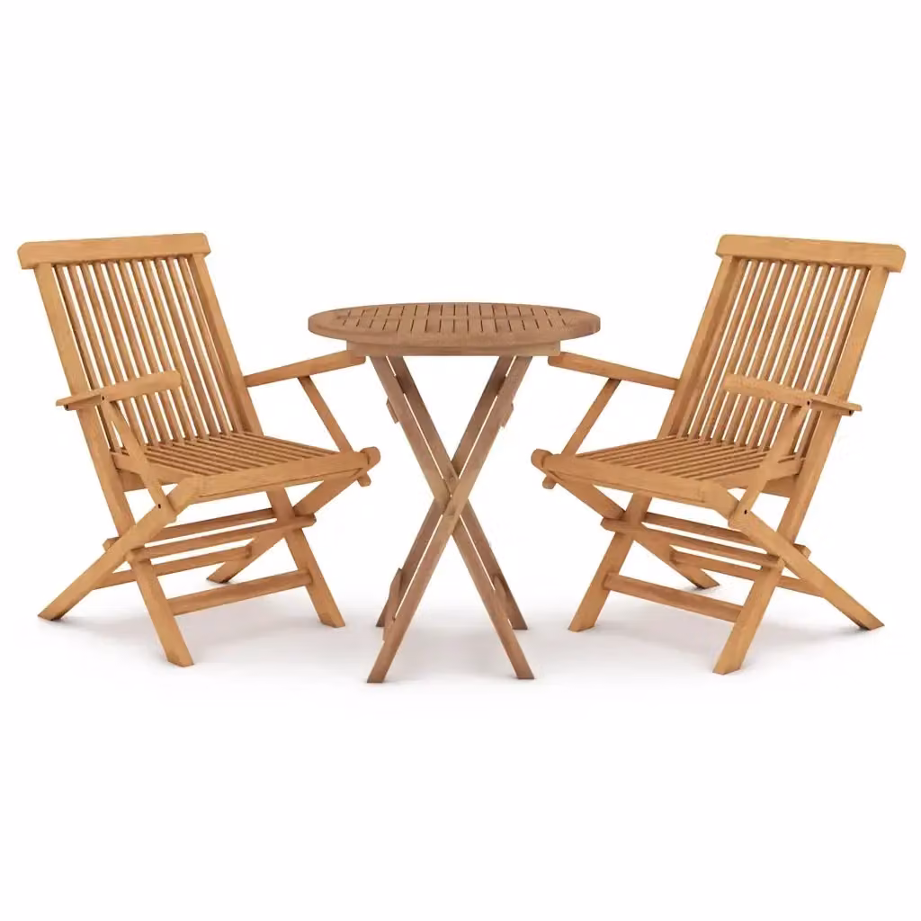 Set da pranzo per giardino e terrazzo vidaXL in legno di teak marrone composto da 3 pezzi – 2