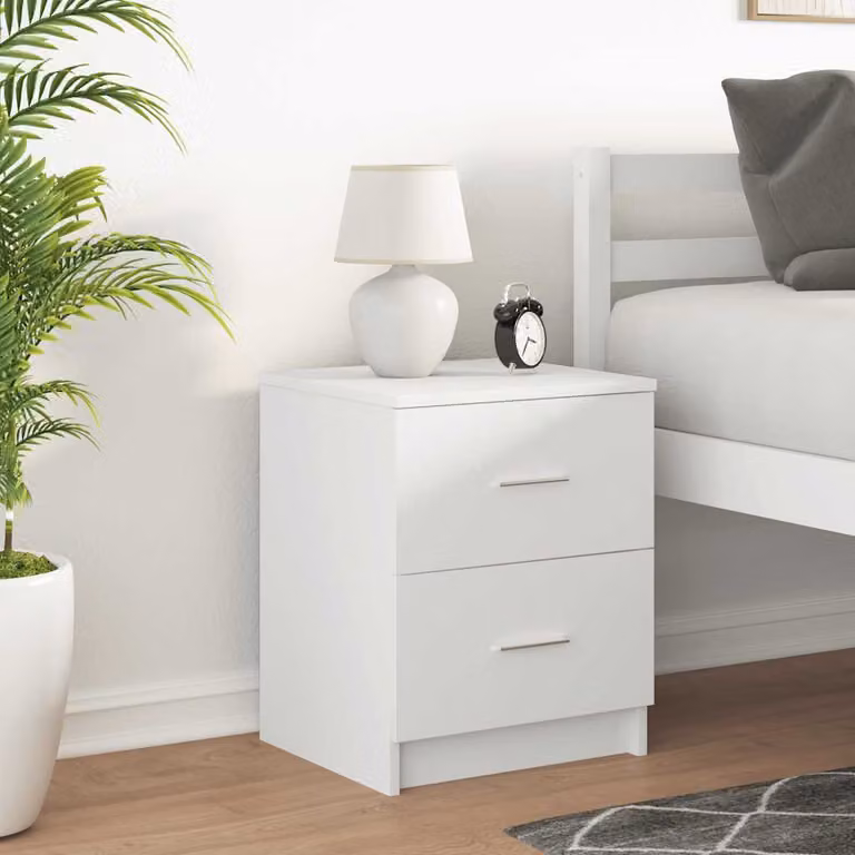 Comodino sospeso vidaXL con 2 cassetti bianco opaco L: 40 cm, P: 36 cm, H: 50 cm