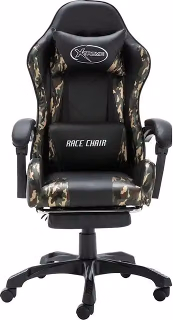 Sedia da Gaming vidaXL Nera e Multicolore con Poggiapiedi in Similpelle e Schienale con Appoggio Testa – 1