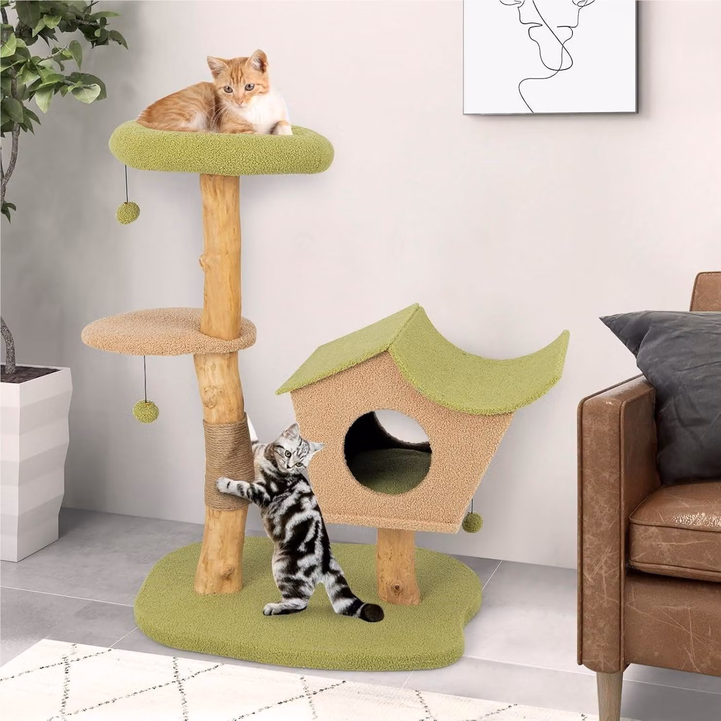 Albero per gatti - Casa per gatti - Tiragraffi per gatti - Mobile per gatti - Casetta per gatti - Altezza: 110 cm
